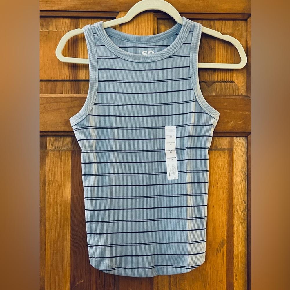 Blue striped ribbed tank top, NWT